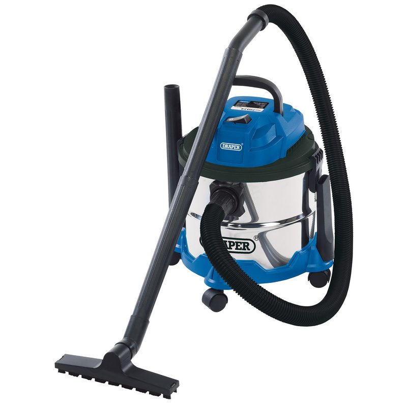 Draper 20514  Wet and Dry Vacuum Cleaner with Stainless Steel Tank, 15L, 1250W