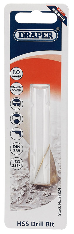 Draper 38824  HSS Titanium Drill Bit, 1.0mm