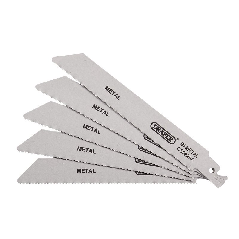 Draper 43444  Bi-metal Reciprocating Saw Blades for Metal Cutting, 150mm, 24tpi (Pack of 5)