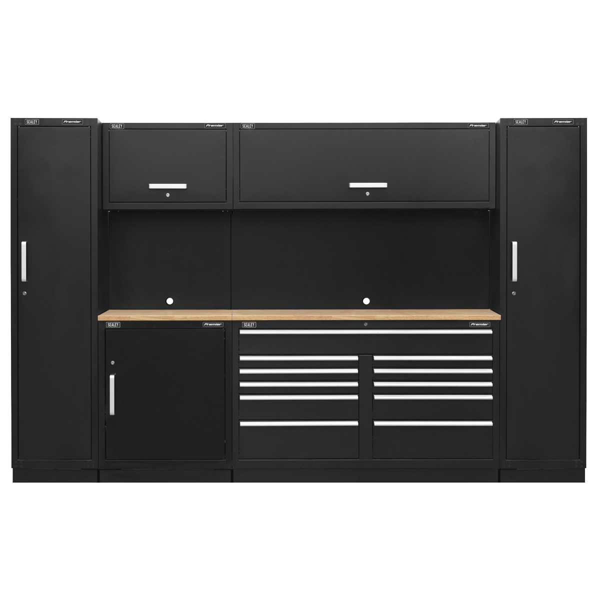 Sealey APMSCOMBO7W APMSCOMBO7W Premier 3.3m Storage System - Pressed Wood Worktop