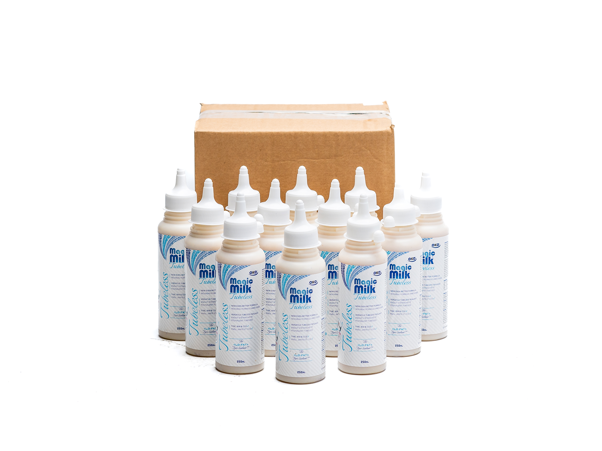 OKO OKO090 Magic Milk Tubeless Tyre Sealant, 12 x 250ml Case - Seals Punctures Up to 6mm