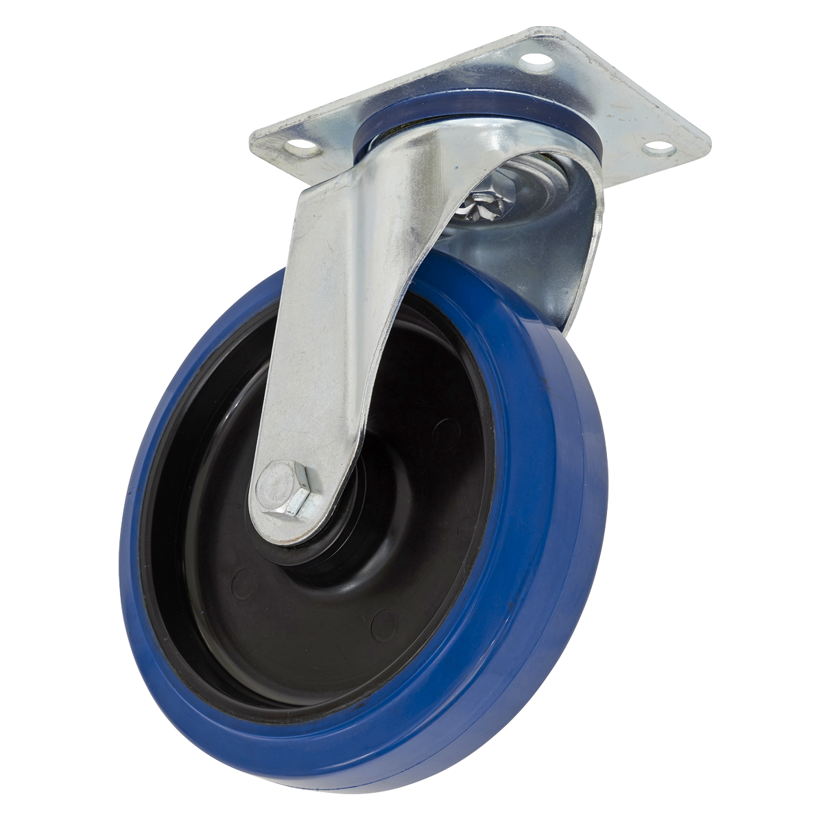 Sealey SCW3125SPEM Heavy-Duty Blue Elastic Rubber Swivel Castor Wheel Ø125mm - Trade