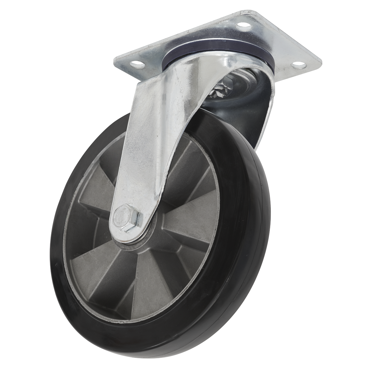 Sealey SCW5200SPEM Heavy-Duty Rubber Castor Wheel Swivel Ø200mm - Trade