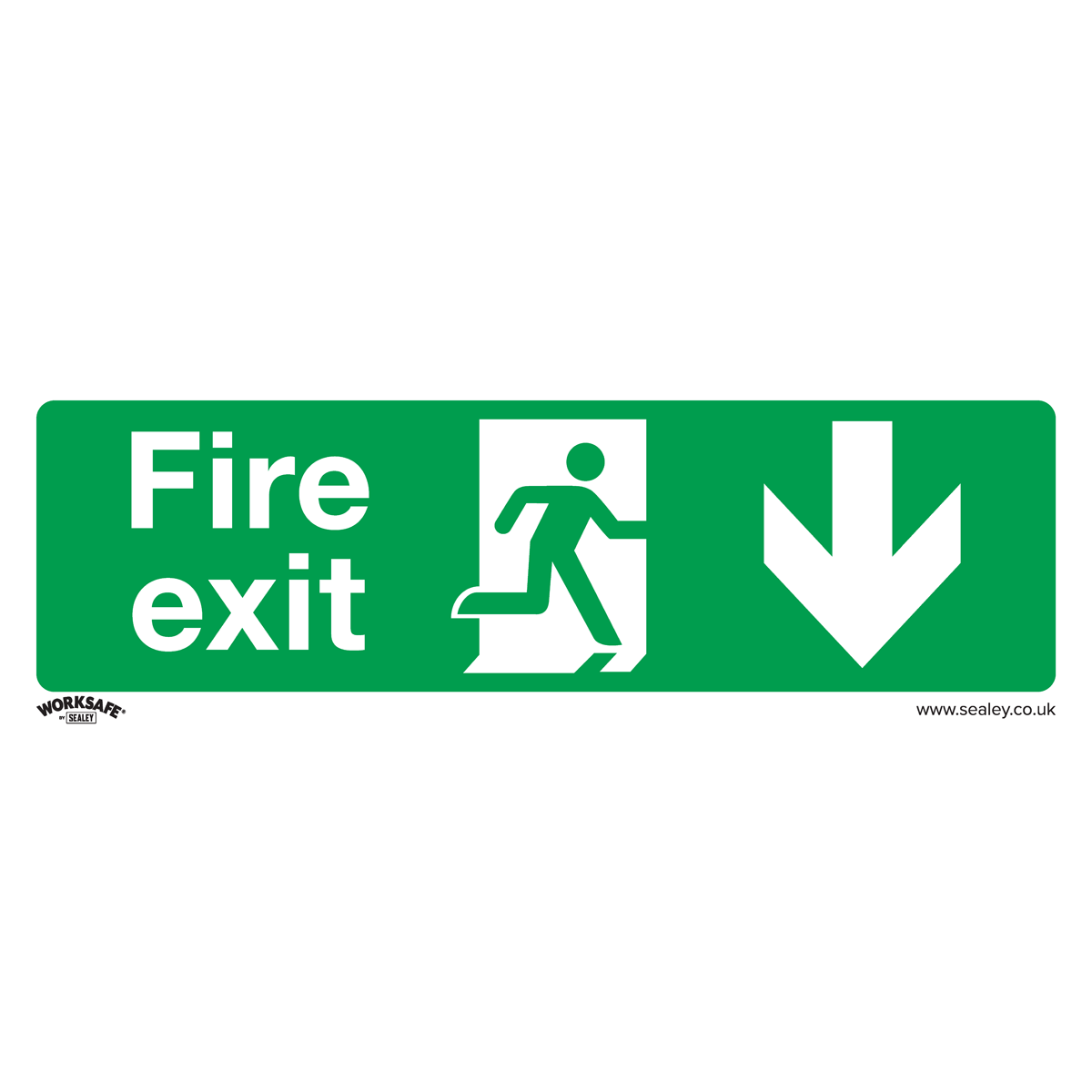 Sealey SS22P10 Safe Conditions Safety Sign - Fire Exit (Down) - Rigid Plastic - Pack of 10